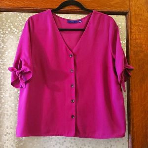 Apt. 9 Women's Magenta Button-Up Top